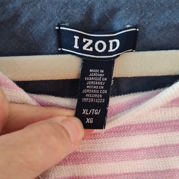 Izod Pink and White Striped Long Sleeve Tee - Picture 2 of 5